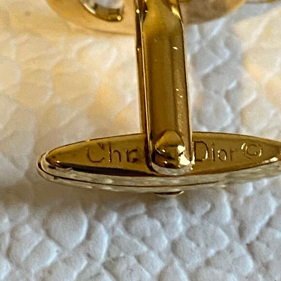 Christian Dior CD Logo Gold Tone Cuff links - Picture 5 of 8